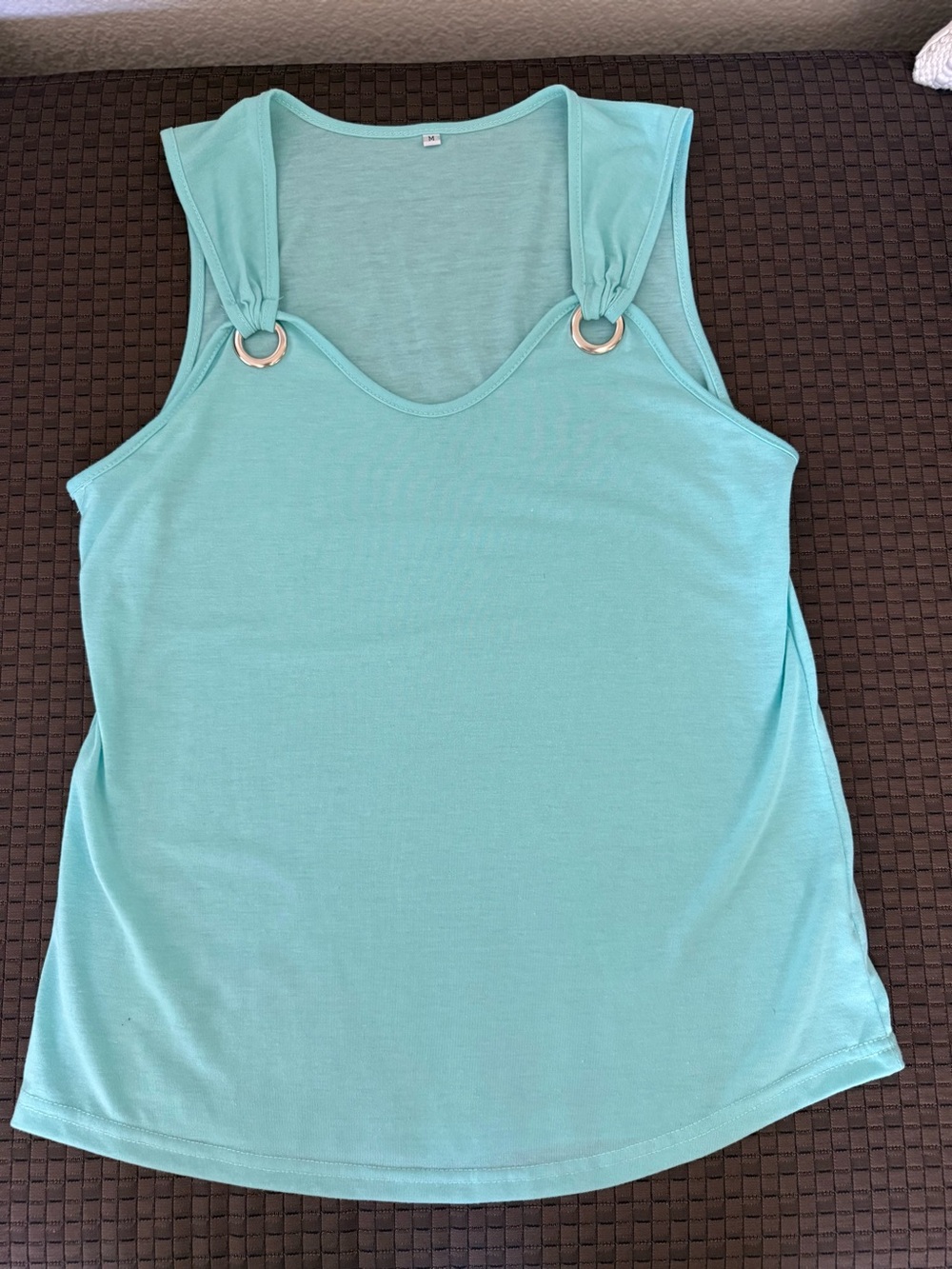 Sleeveless Ring-Detail Tank Top in Seafoam